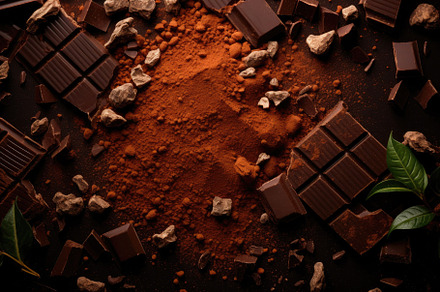 Chocolate, cocoa powder and pieces o, a Photo by Iftikhar Alam