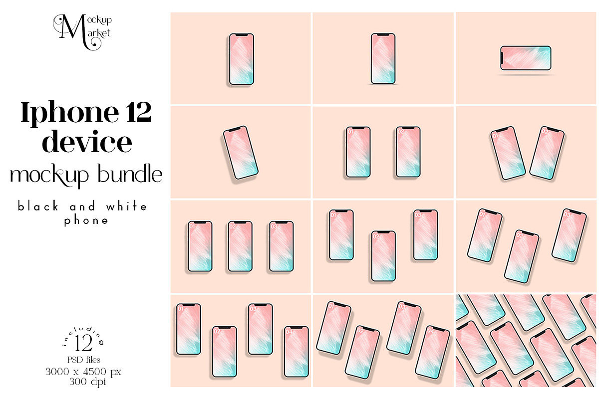 iPhone12 Screen device mockup bundle, an iPhone Mockup by MockupMarket (Photo 1 of 10)