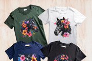 Black horse head with flowers, an Animal Illustration by yod67 (Thumbnail 2 of 8)