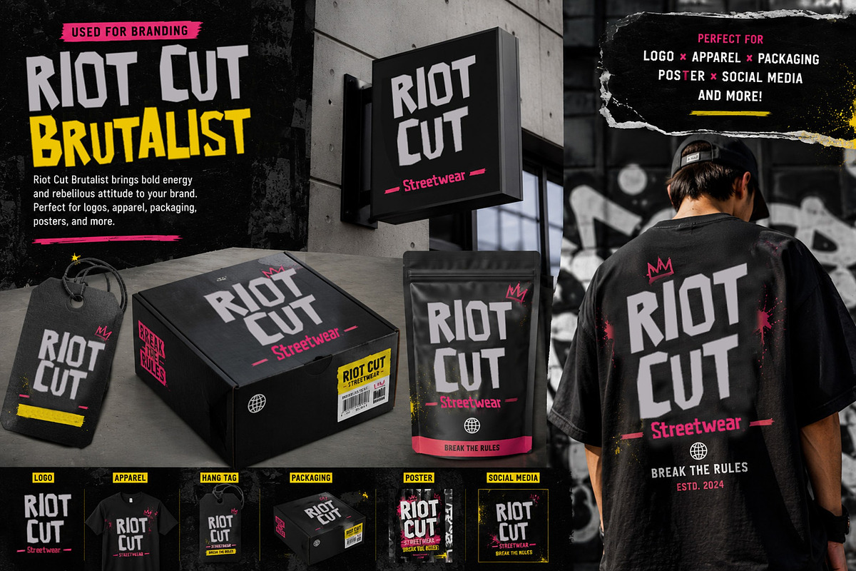 Riot Cut Brutalist, a Blackletter Font by Art StoreID (Photo 8 of 8)