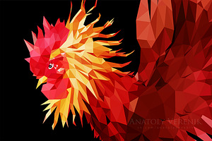 Fire Rooster Year - Polygon | Vector