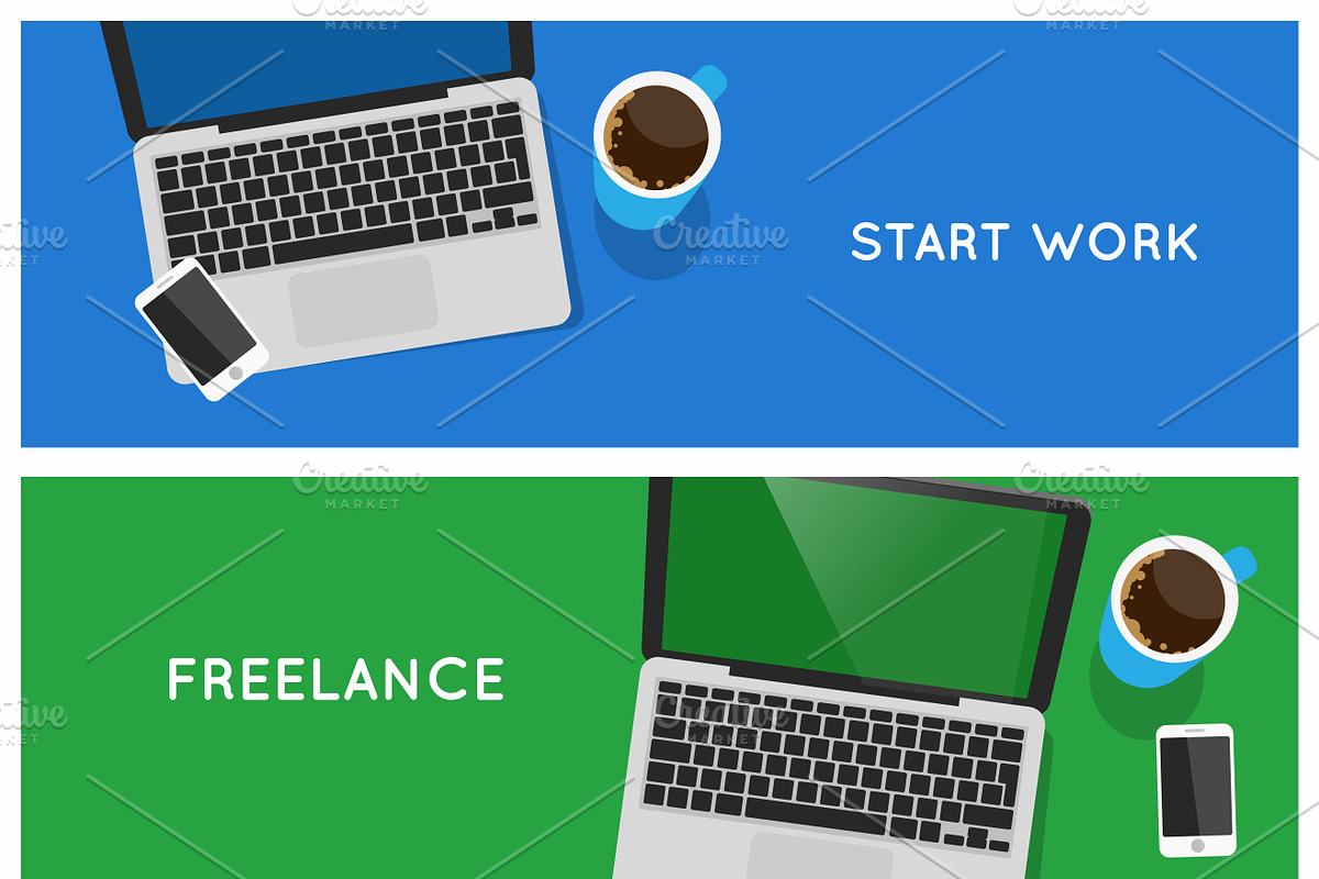Top view laptop banner, a Templates & Theme by Alejik