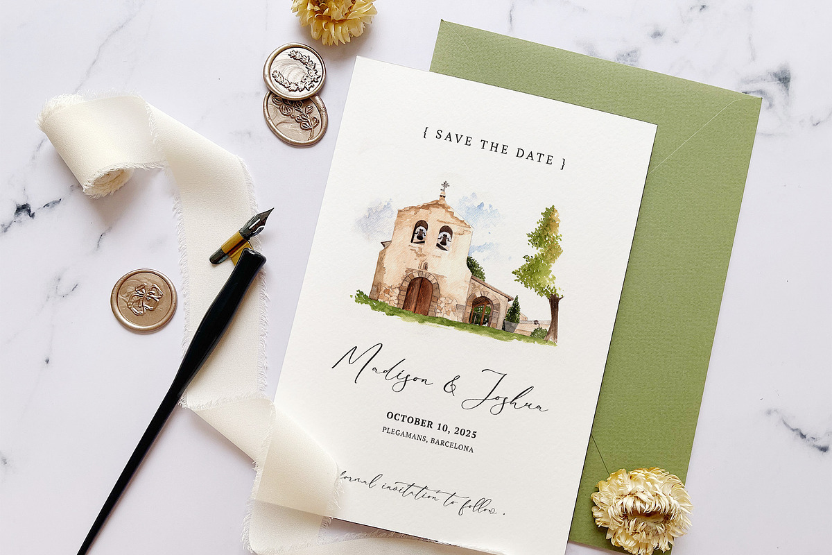 Rustic Church Wedding Invitation, an Invitation Template by BlueRobinDesignShop (Photo 4 of 6)