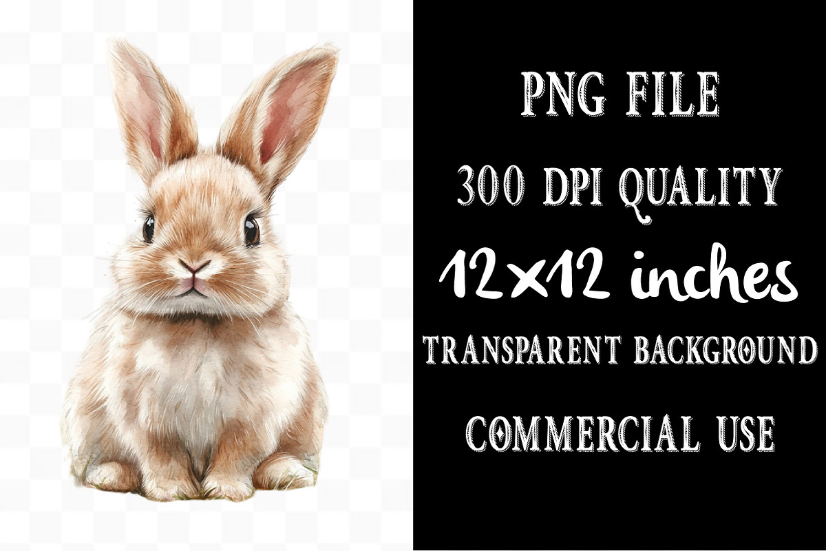 Watercolor Bunnies Clipart, an Illustration by Designking (Photo 4 of 5)