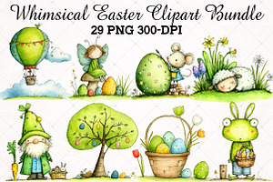 Whimsical Easter Clipart Bundle, an Illustration by RobertsArt