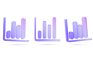 3d glass holographic bar graph icon, a Finance Illustration by Marozhkastudio