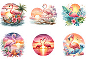 Flamingo Beach Sunset, an Illustration by DreamArtGraphic (Thumbnail 2 of 4)