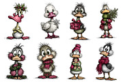 Christmas Whimsical Duck Clipart, an Illustration by Dream Creation (Thumbnail 5 of 7)