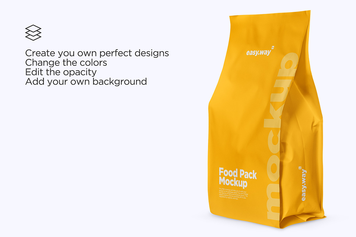 Matte Paper Food Bag PSD Mockups Set, a Packaging Mockup by easy.way (Photo 5 of 7)