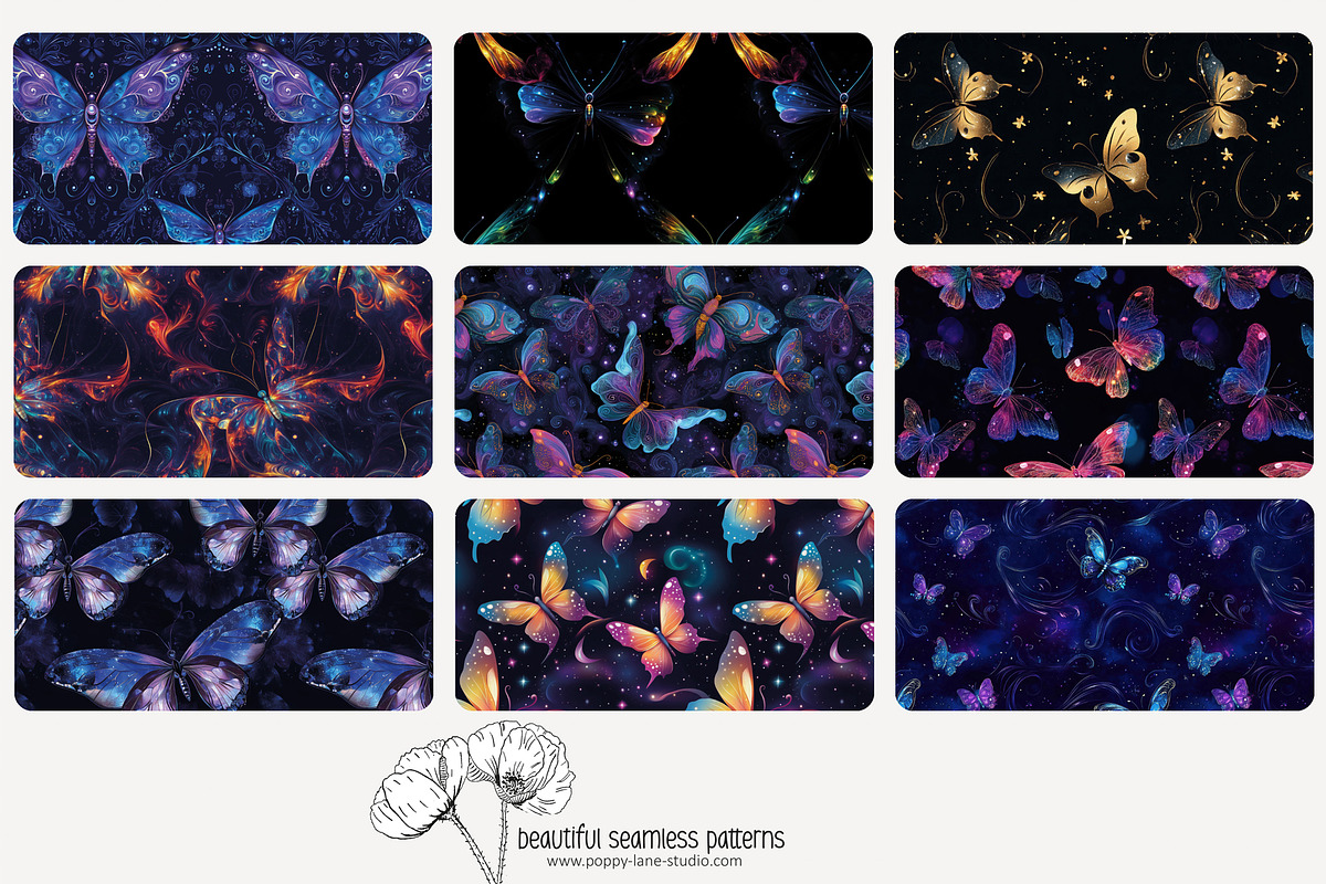 80 magic butterfly seamless pattern, a Pattern Graphic by Poppy Lane Studio (Photo 6 of 11)