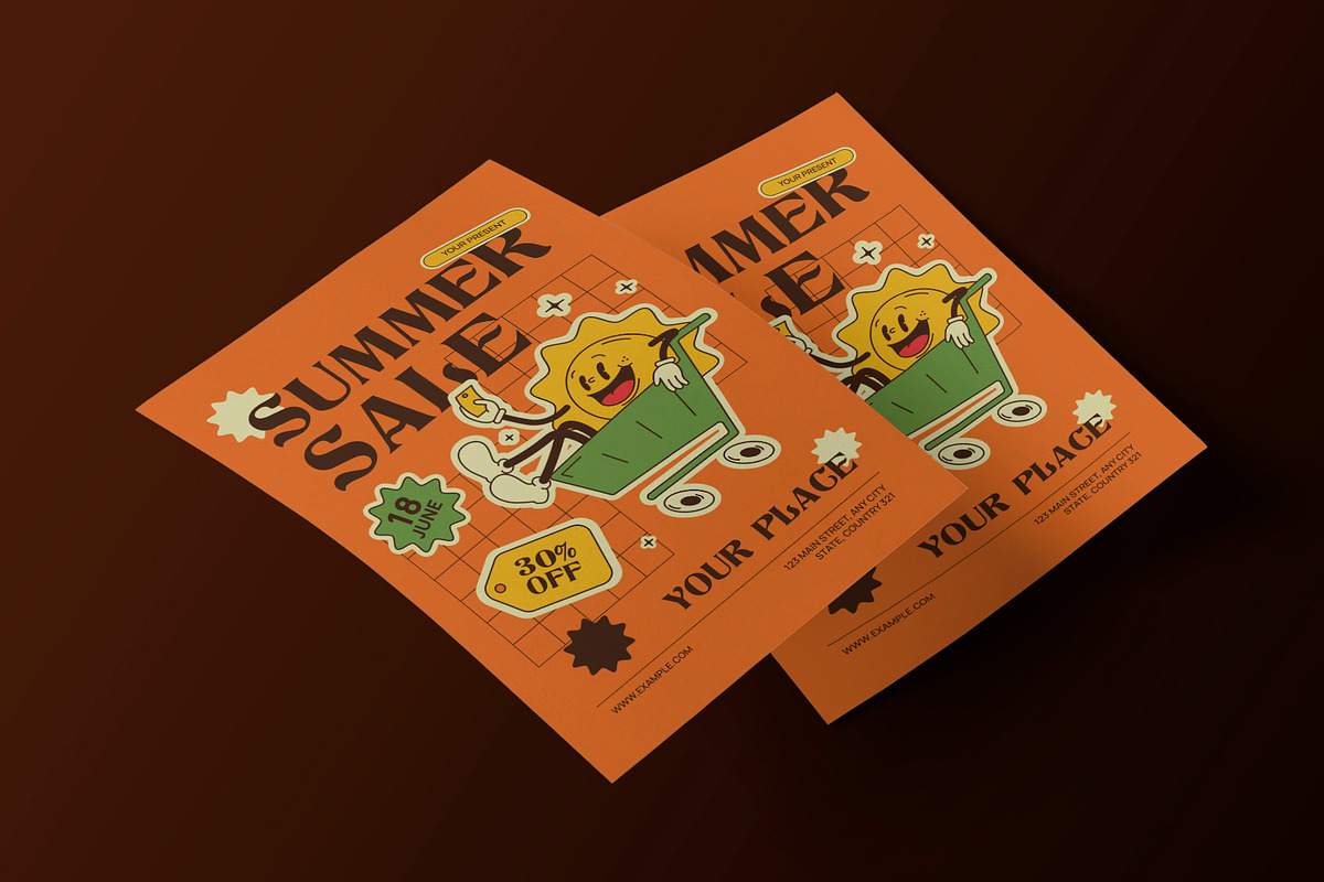 Orange Retro Summer Sale Flyer, a Flyer Template by Neermana (Photo 3 of 4)