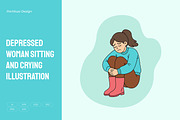 Depressed Woman Sitting and Crying, a Person Illustration by Partikusi Design (Thumbnail 1 of 3)