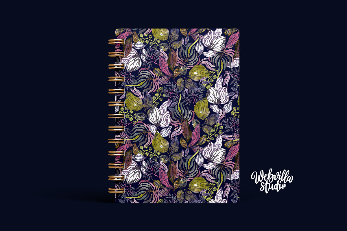 Midnight Botanical Pattern, a Pattern Graphic by Webvilla Studio