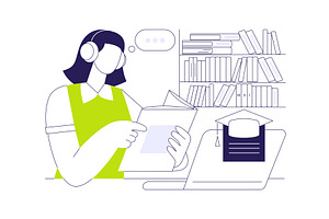Study in a library isolated cartoon, an Education Illustration by Visual Generation