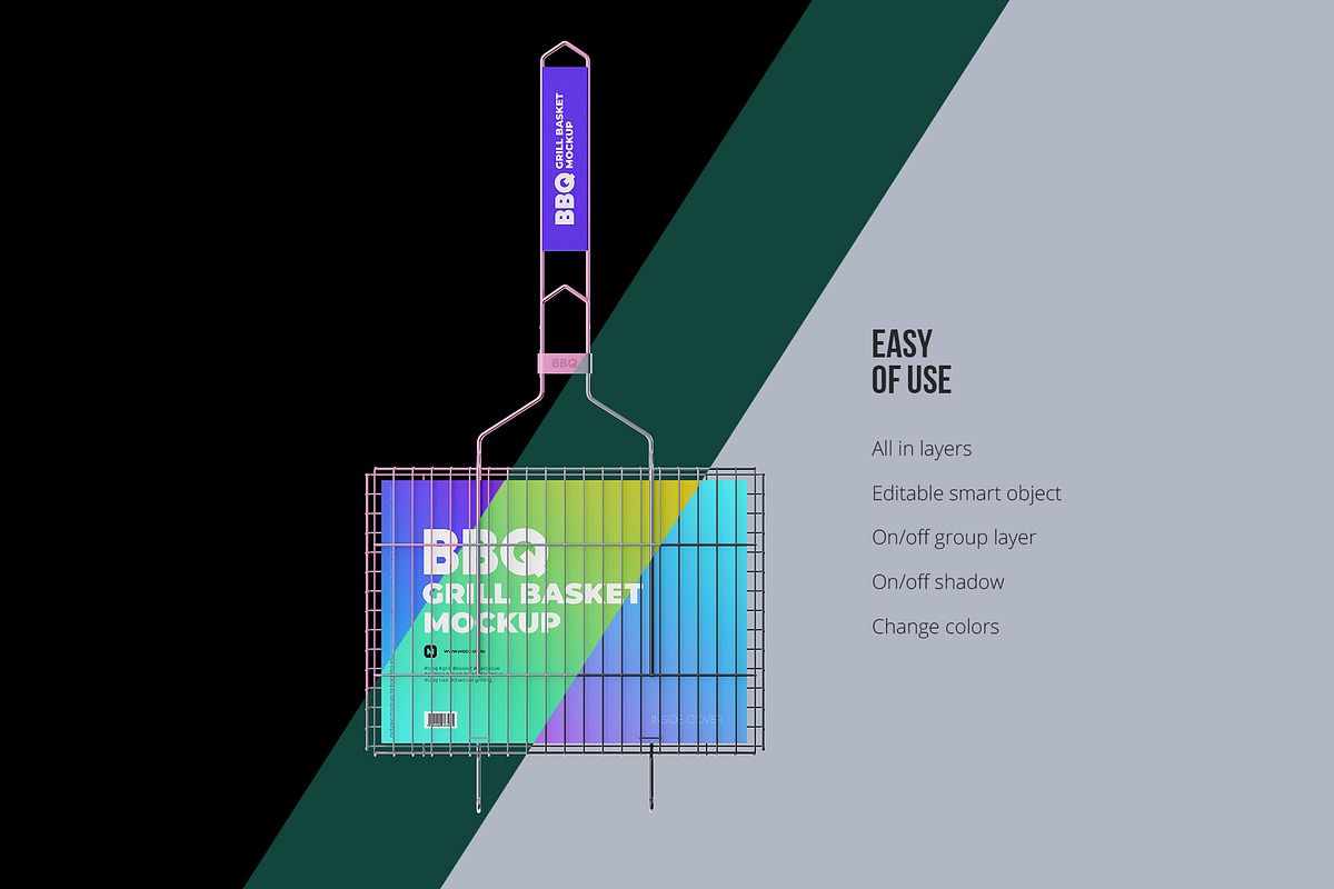 Portable Grilling Basket Mockup, a Packaging Mockup by easymock (Photo 3 of 9)