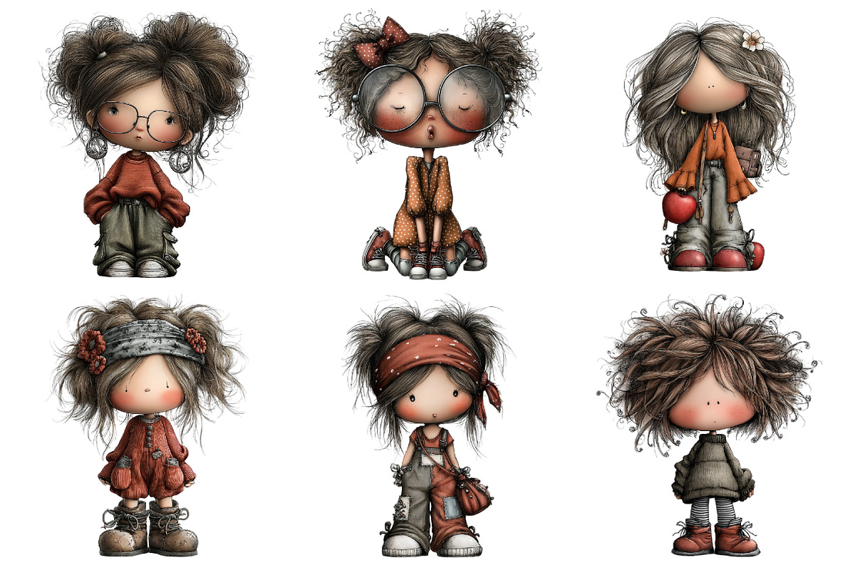 Retro Girls Clipart, an Illustration by Daily.Designs (Photo 5 of 5)