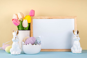 Spring Easter holiday background mockup, a Holiday Photo by Rimma