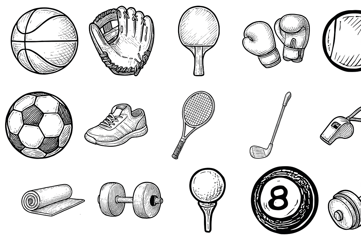 Sports Equipment Set, an Object Graphic by nikagraphic