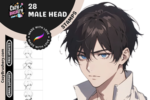 Anime Guy Procreate Stamp Brushes Bu