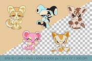 Chibi animals set 09. Tshirt, PNG., an Animal Illustration by KENO Mascots (Thumbnail 2 of 6)