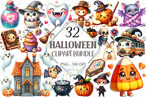 Cute Halloween Clipart Bundle, a Graphic by designcity5