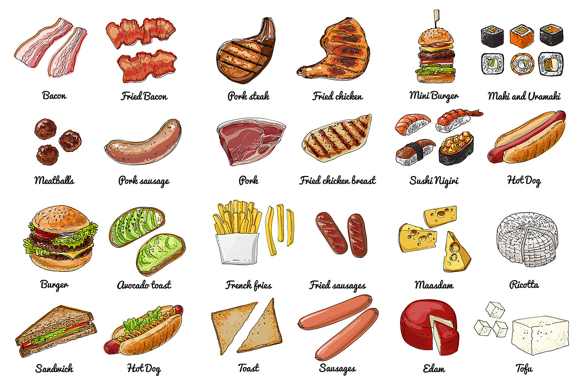 Vector food: vegetables and fruits, a Food Illustration by irina.vaneeva (Photo 15 of 16)
