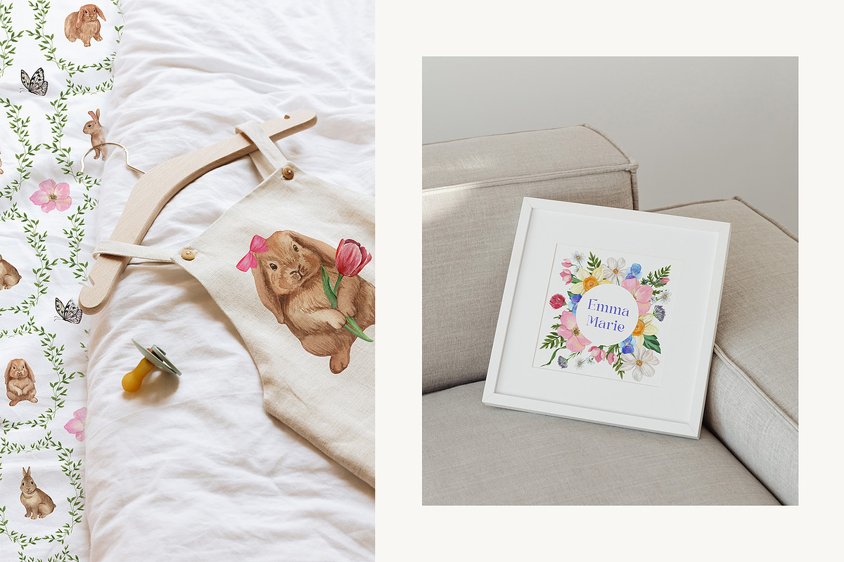 Petite Bunnies & Spring Wildflowers, a Seasonal Illustration by Catch the Dream Art (Photo 13 of 14)