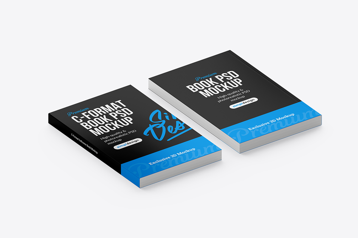 C-Format Softcover Book Mockup, a Books & Magazine Mockup by SimplDesign (Photo 11 of 13)