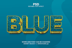 Blue Gold 3d Editable Text Effect