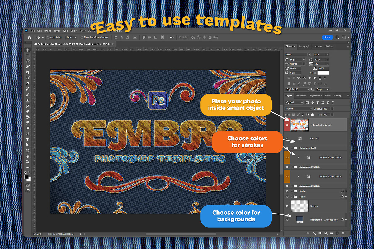 Embroidery Photoshop Mockups, a Product Mockup by Andrew Skoch Design (Photo 5 of 6)