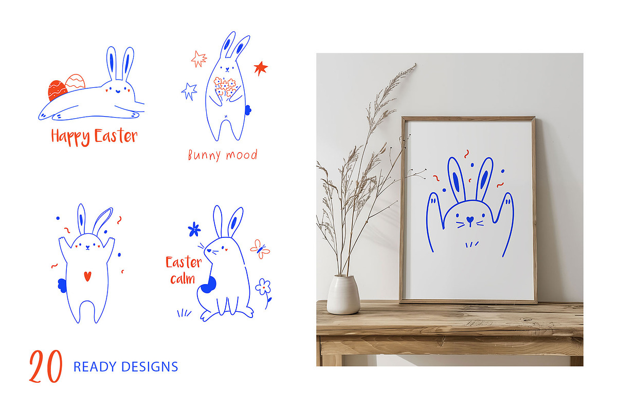 Easter Rabbits – Cute Hand Drawn Set, an Animal Illustration by danceyourlife (Photo 5 of 8)