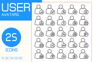 User Profile and Ui Icons Set, an Outline Icon by Designfour