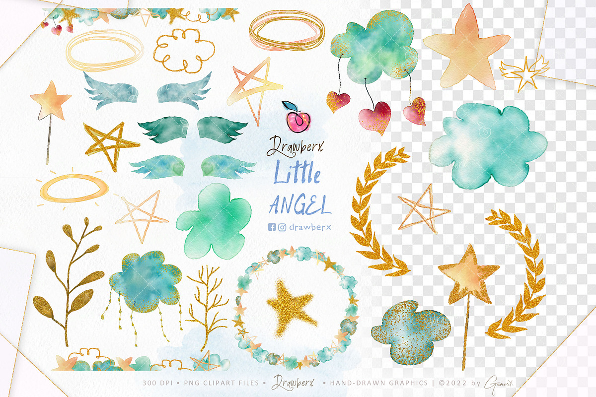Baby Girl, Watercolor Angels png 030, an Illustration by Drawberx (Photo 5 of 9)