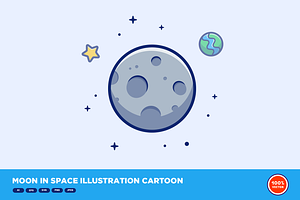 Moon In Space Illustration Cartoon