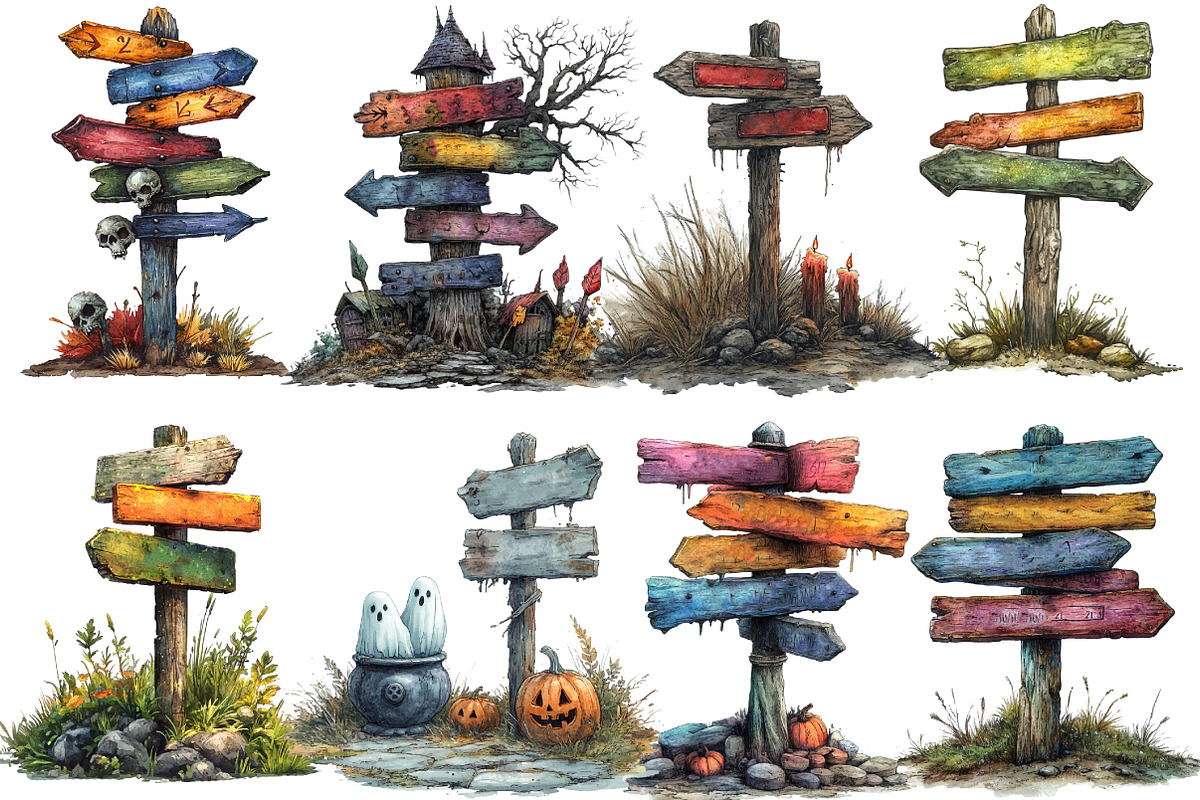 Haunted Signpost Clipart, an Illustration by Designworld (Photo 2 of 6)