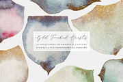 Gold Touched Watercolor Crests, an Object Graphic by OM Creativ (Thumbnail 1 of 7)