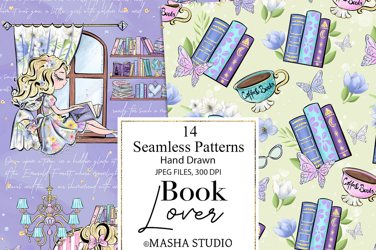 Book Lover Seamless Paper Pack, a Pattern Graphic by Masha  Studio (Photo 2 of 9)