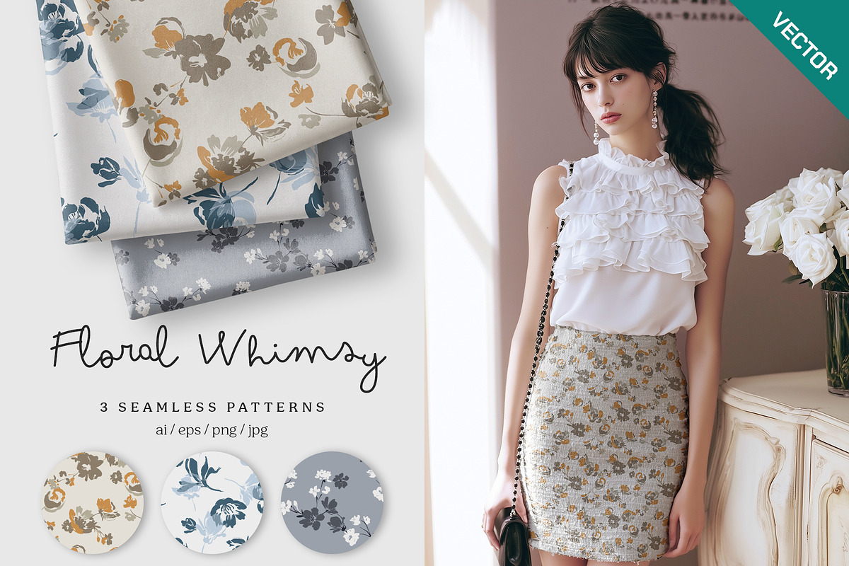 Floral whimsy seamless pattern set, a Pattern Graphic by Momosama Studio (Photo 1 of 5)
