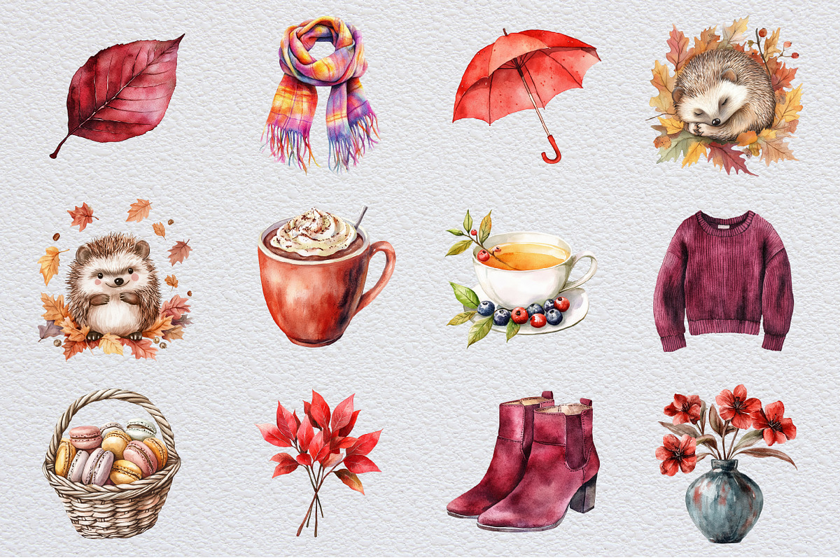 Burgundy Autumn Clipart, an Illustration by Design Market (Photo 3 of 3)