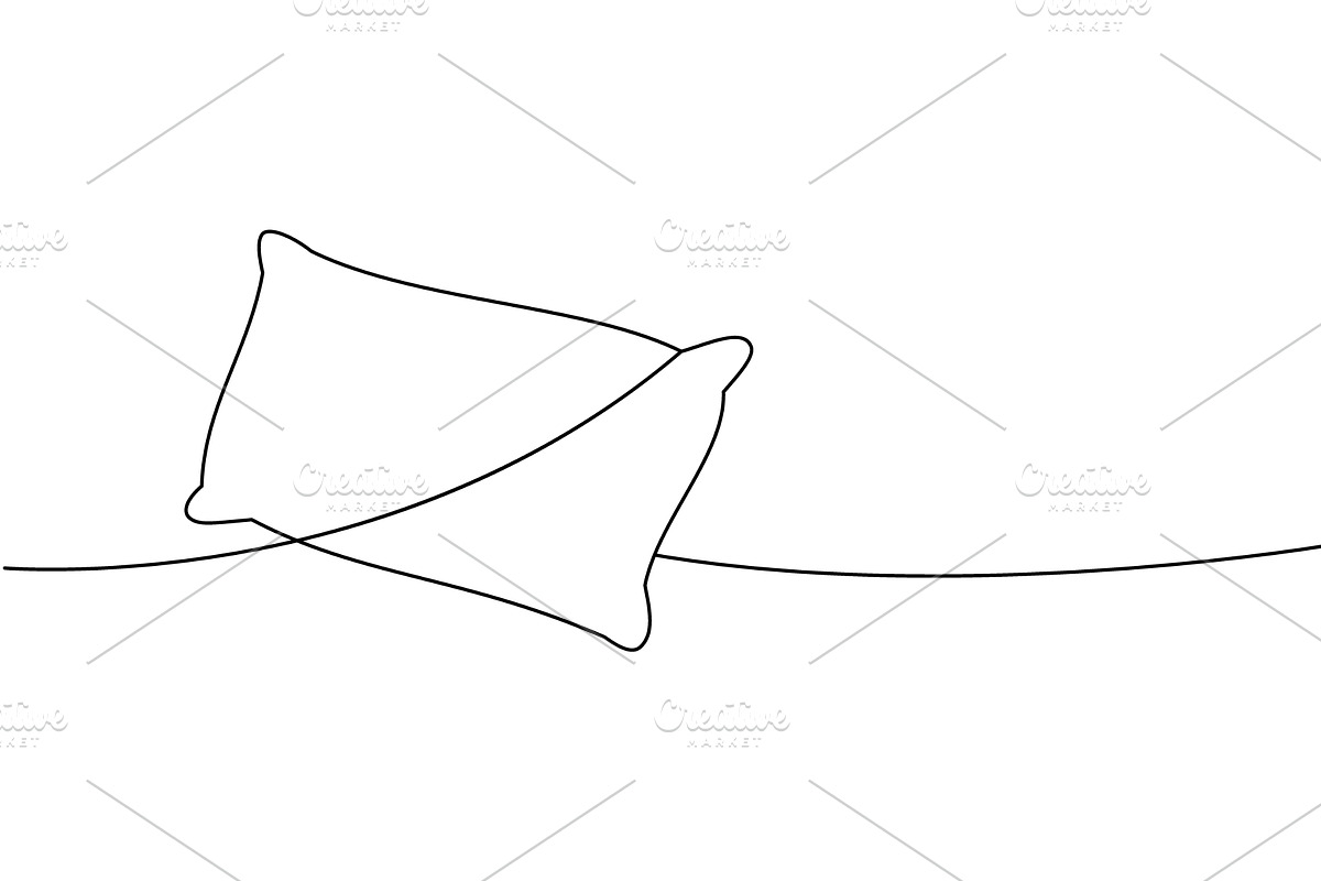 Rectangle fluffy pillow one line, an Object Illustration by GraphiShop