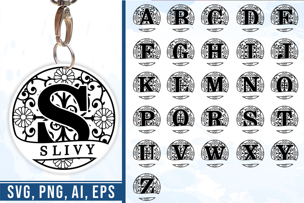 Split Monogram Letter SVG Bundle, an Object Graphic by D2PUTRI (Photo 4 of 19)