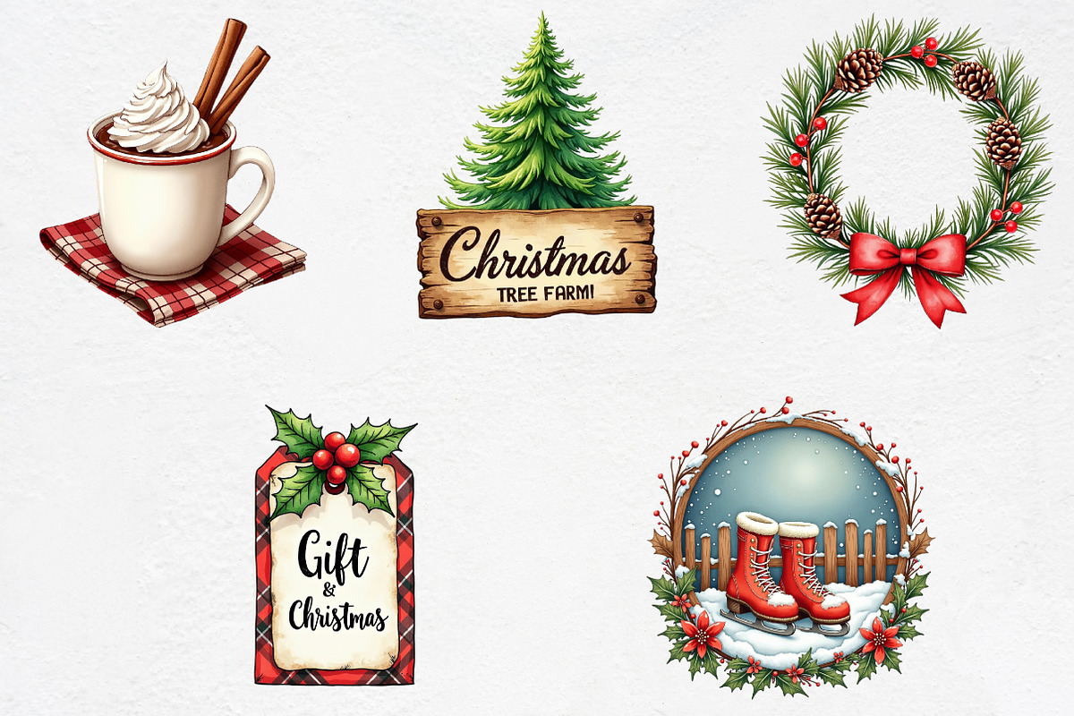Vintage Christmas Labels Sublimation, an Illustration by CrexoraLab (Photo 2 of 5)