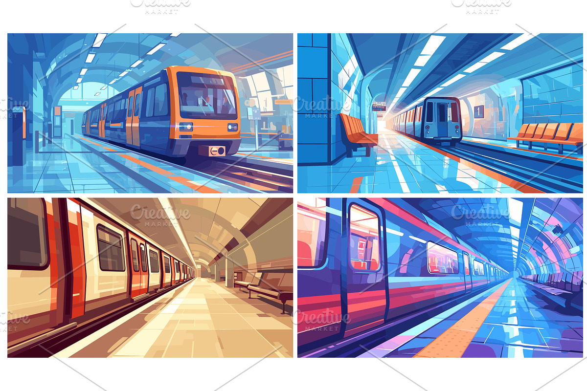 Subway station. Cartoon underground, an Object Illustration by Stock-Smart-Start