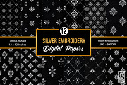 Silver Black Embroidery Patterns, a Pattern Graphic by Creative Store (Thumbnail 1 of 5)