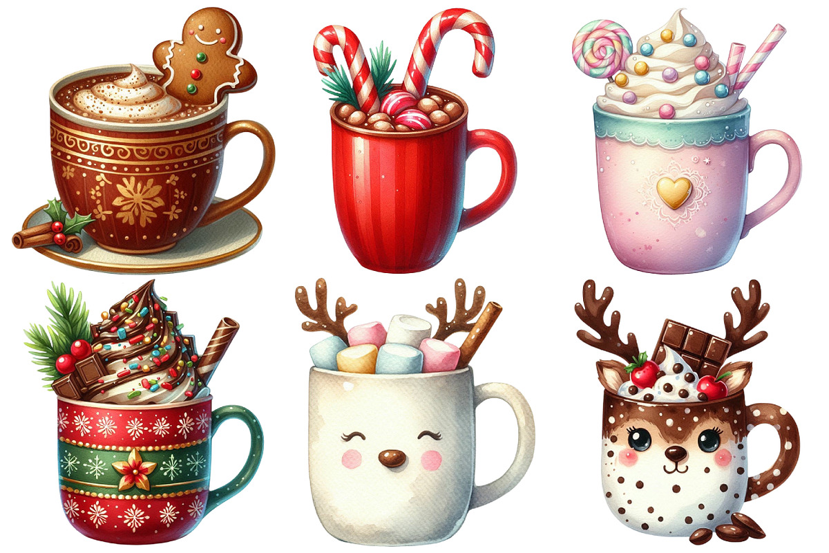 Cute Christmas Hot Cocoa Cup Clipart, an Illustration by Pixels.Craft (Photo 6 of 6)