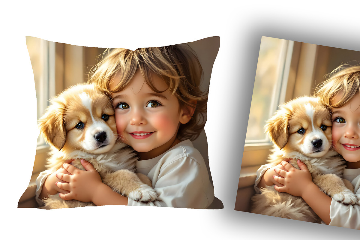 Boy Child with Puppy, an Animal Illustration by Sharon Schwalbe (Photo 2 of 3)