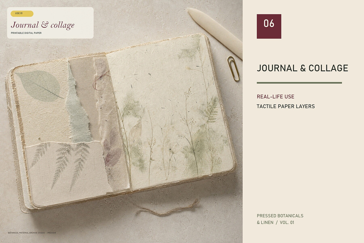Pressed Botanicals & Linen Papers, a Texture Graphic by KamimiArt (Photo 6 of 8)