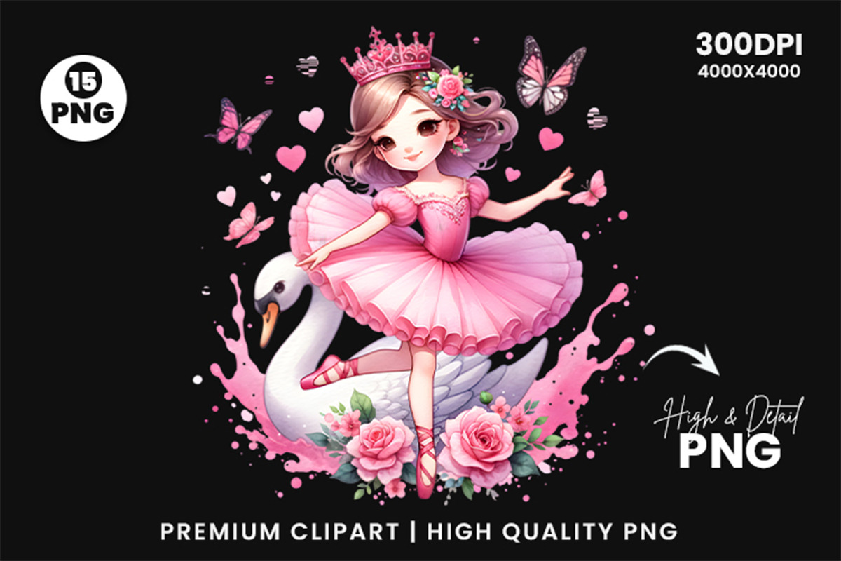 Watercolor Pink Ballerina Clipart, a Person Illustration by Creative Arslan (Photo 9 of 10)