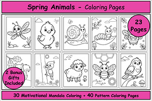 Spring Animals Coloring Book for Kid, a Seasonal Illustration by Lamia Emad