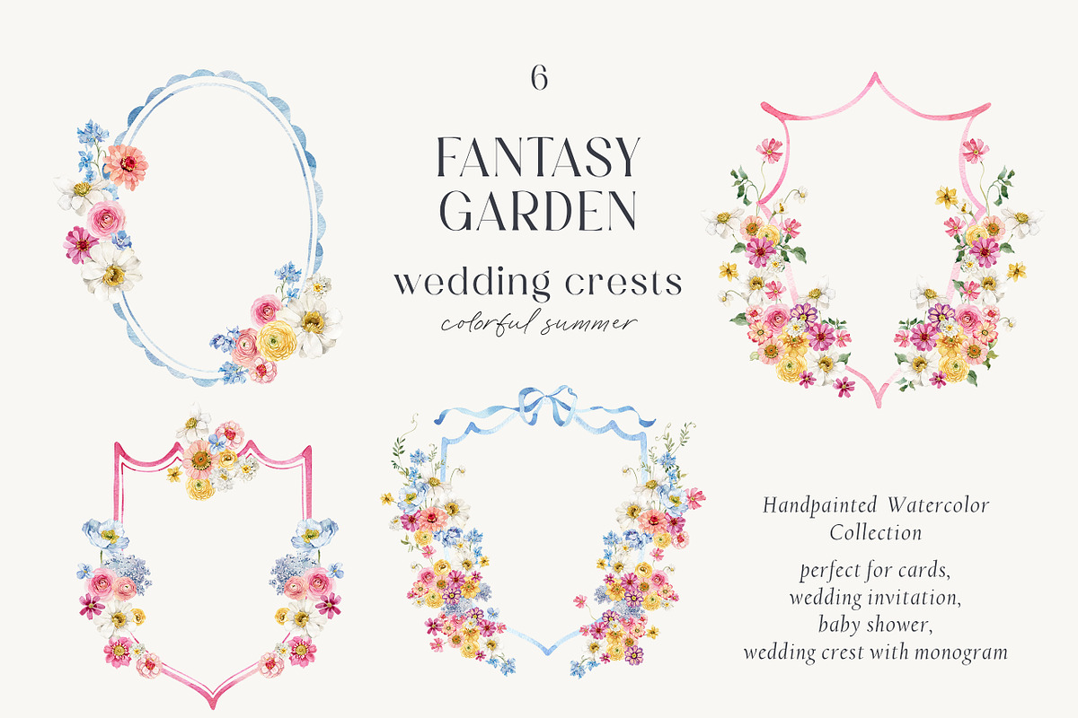 Fantasy Garden summer watercolor set, a Decorative Illustration by AleksaArt (Photo 18 of 20)